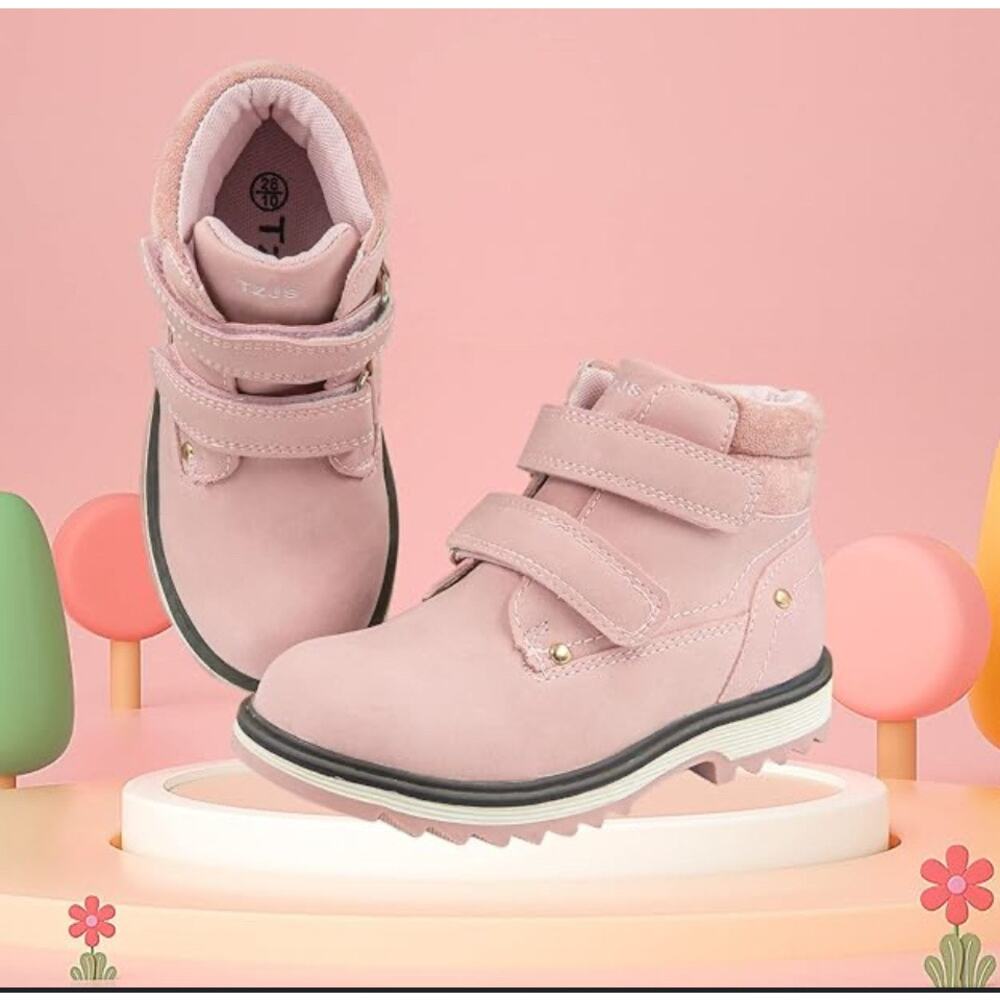 TZJS Kids Hiking Boots for Girls Waterproof Outdoor with Hook & Loop Size 6